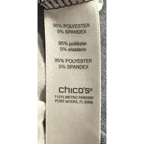 Chico's Black Floral Side Tie Short Sleeve Blouse Size 2 (Large) - Picture 4 of 4